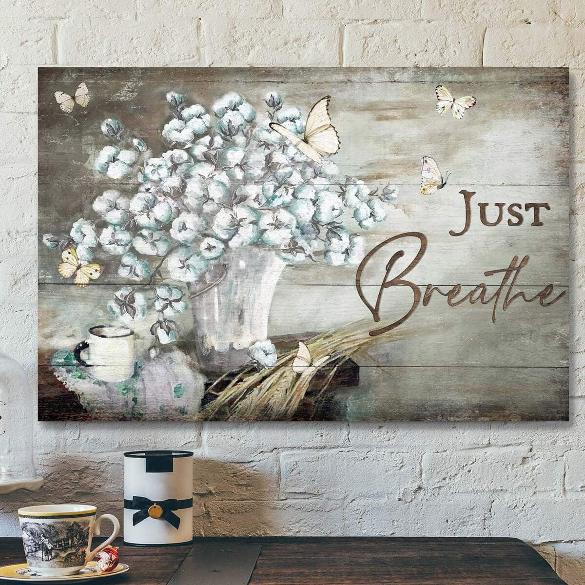Flower Just Breathe Bible Verse Scripture Canvas Wall Art Flower Just Breathe Bible Verse Scripture Canvas Wall Art