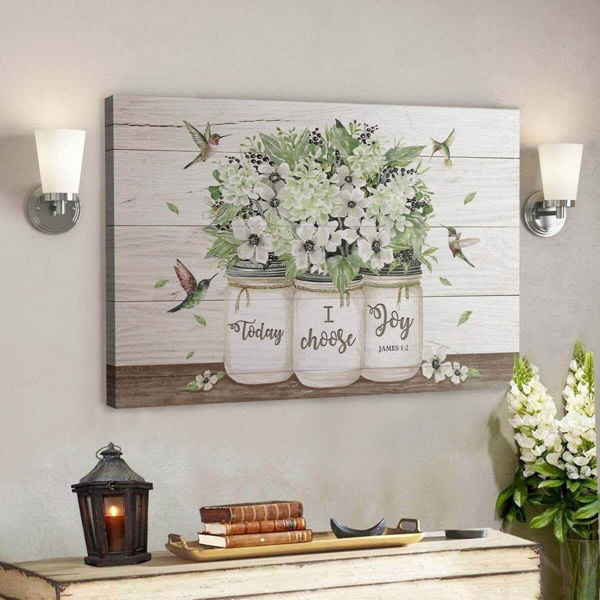 Bible Verse Flower And Hummingbird Today I Choose Joy Canvas Wall Art Bible Verse Flower And Hummingbird Today I Choose Joy Canvas Wall Art