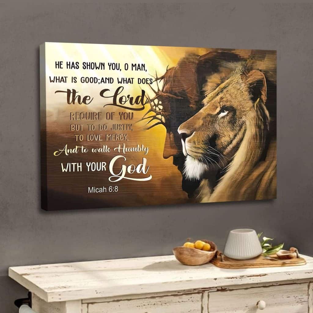 Jesus Lion Of Judah Walk Humbly With Your God Micah 68 Bible Verse Religious Canvas Wall Art Jesus Lion Of Judah Walk Humbly With Your God Micah 68 Bible Verse Religious Canvas Wall Art