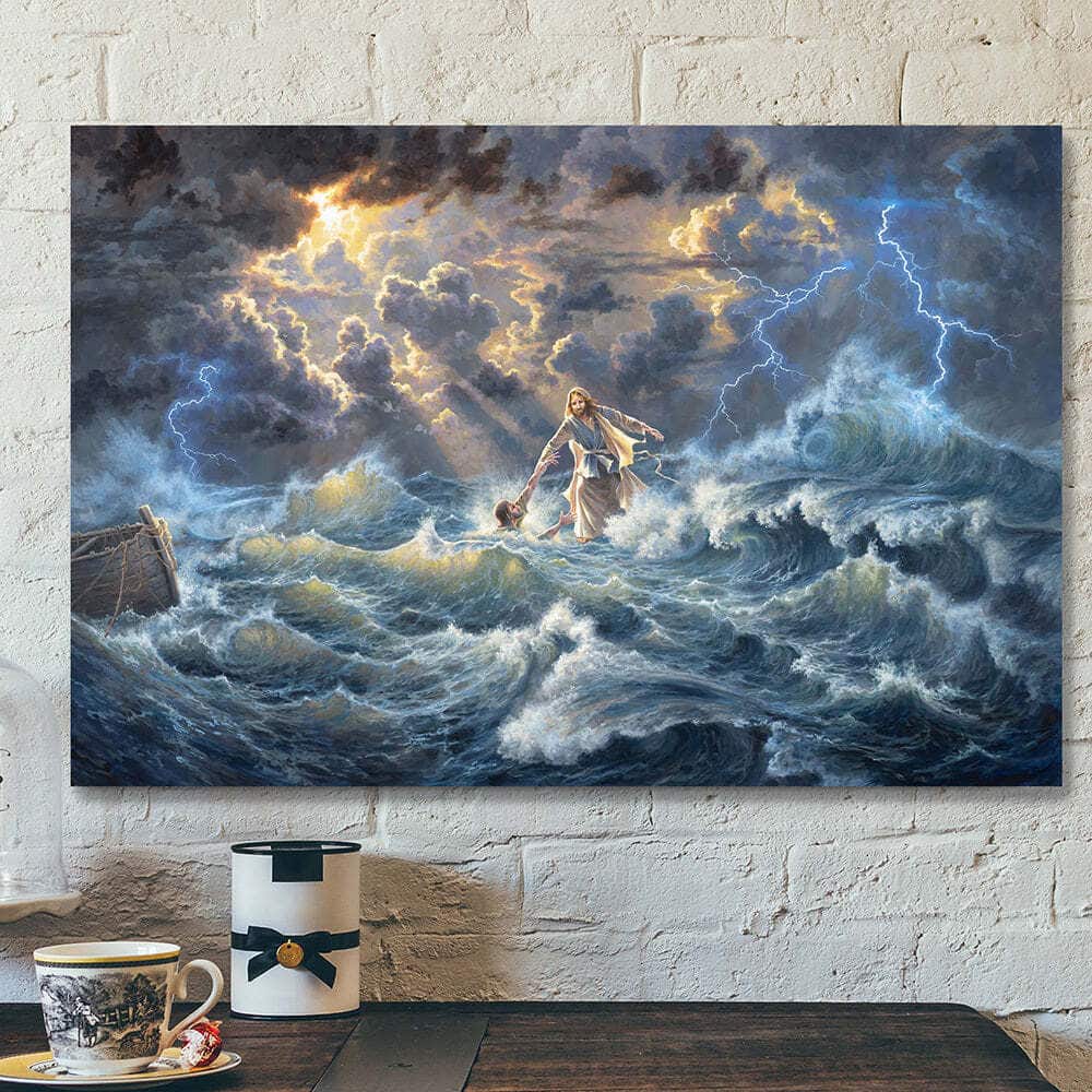 Jesus Scripture Jesus Saves Peter From Drowning Canvas Wall Art Jesus Scripture Jesus Saves Peter From Drowning Canvas Wall Art