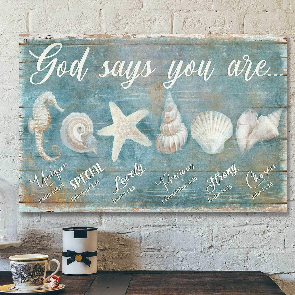 Awesome Seashells God Says You Are Bible Verse Scripture Canvas Wall Art Awesome Seashells God Says You Are Bible Verse Scripture Canvas Wall Art