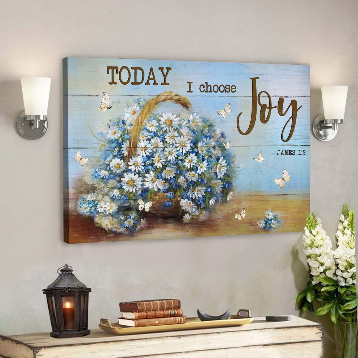 Daisy Basket Today I Choose Joy Bible Verse Scripture Canvas Wall Art Daisy Basket Today I Choose Joy Bible Verse Scripture Canvas Wall Art