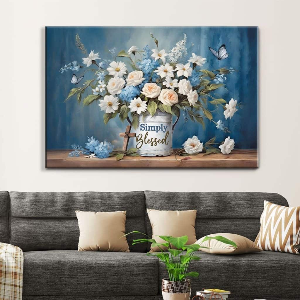 Simply Blessed Flowers And Butterflies Christian Canvas Wall Art Simply Blessed Flowers And Butterflies Christian Canvas Wall Art