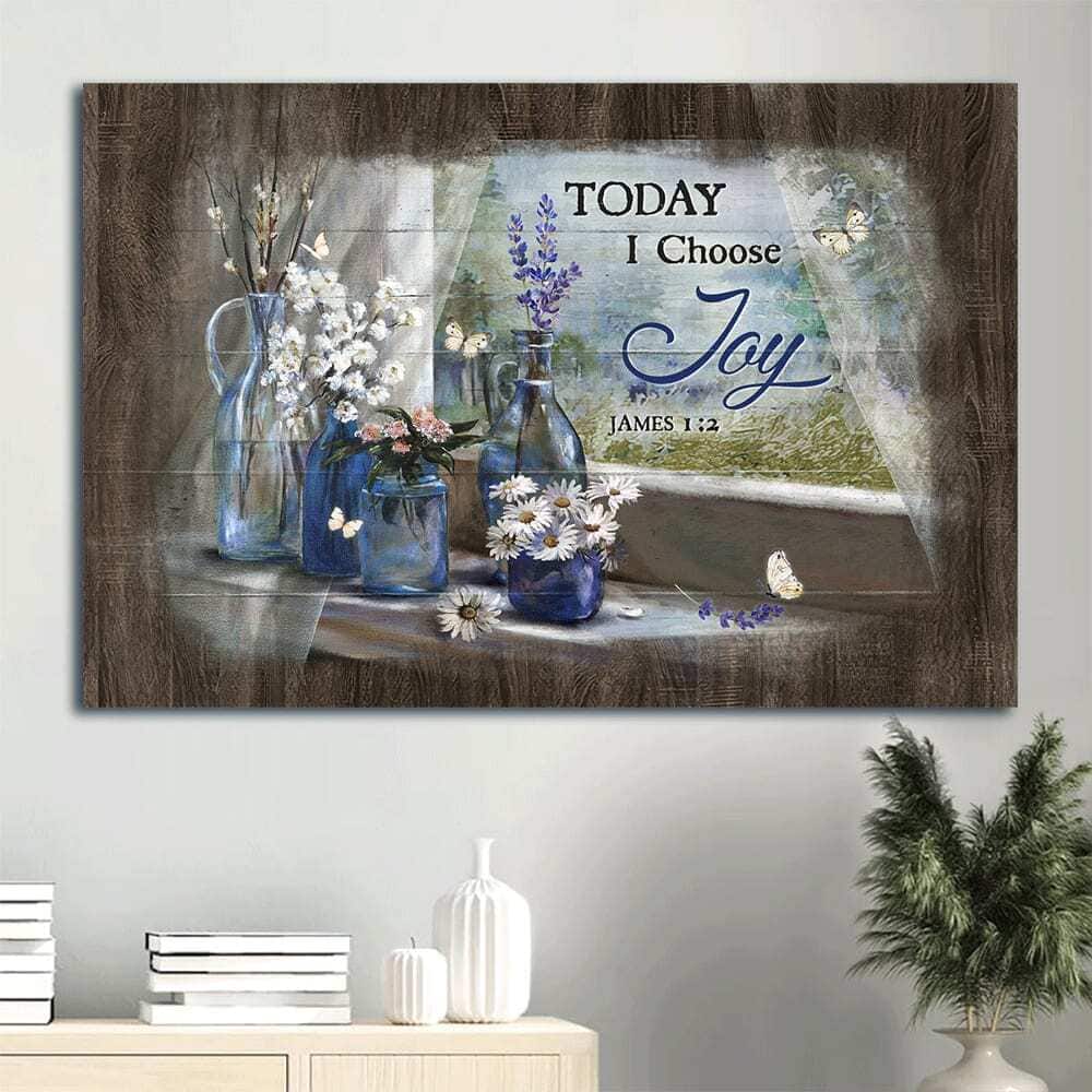 Daisy Flowers James 1:2 Today I Choose Joy Canvas Wall Art Daisy Flowers James 1:2 Today I Choose Joy Canvas Wall Art