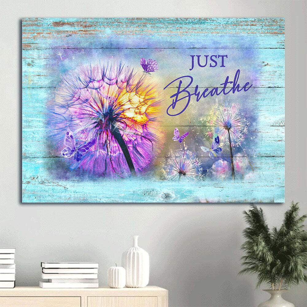 Colorful Dandelion Just Breathe Canvas Wall Art Colorful Dandelion Just Breathe Canvas Wall Art