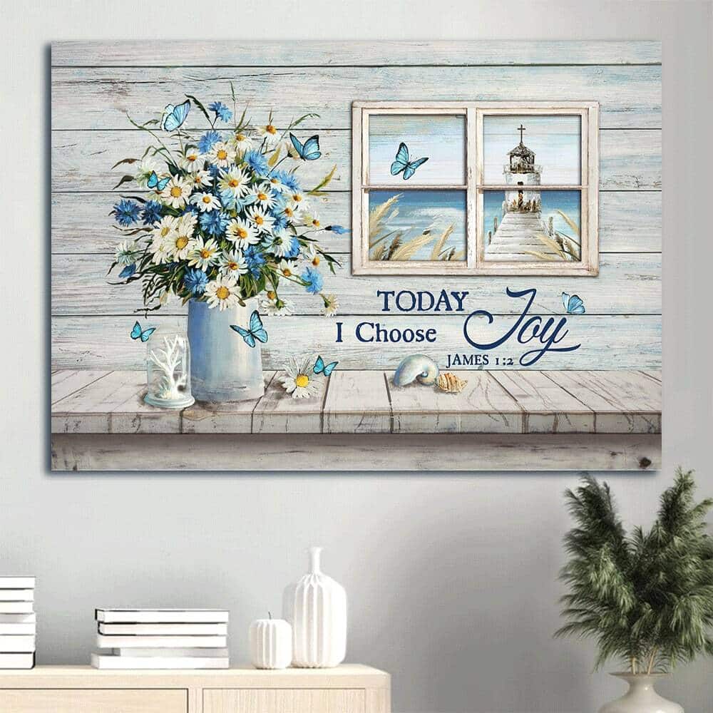 Daisy Flower James 1:2 Today I Choose Joy Canvas Wall Art Daisy Flower James 1:2 Today I Choose Joy Canvas Wall Art
