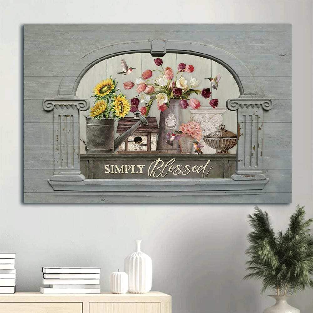 Tulip Sunflower Simply Blessed Canvas Wall Art Tulip Sunflower Simply Blessed Canvas Wall Art