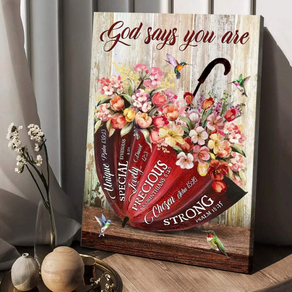Flowers Red Umbrella God Says You Are Canvas Print Flowers Red Umbrella God Says You Are Canvas Print