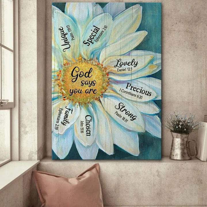 Christian Daisy Flower God Says You Are Canvas Print Christian Daisy Flower God Says You Are Canvas Print