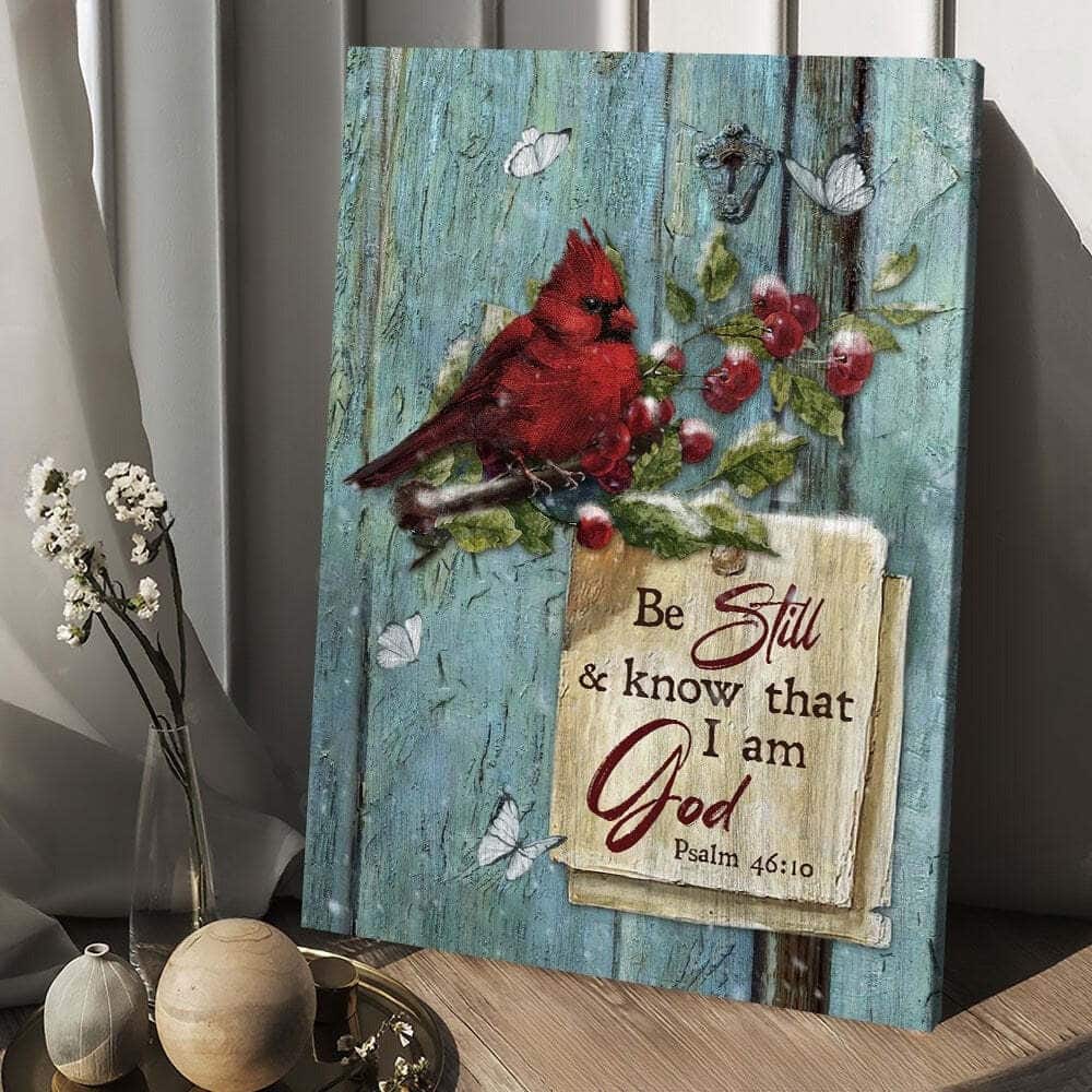 Cardinal Red Cranberry Be Still And Know That I Am God Canvas Print
