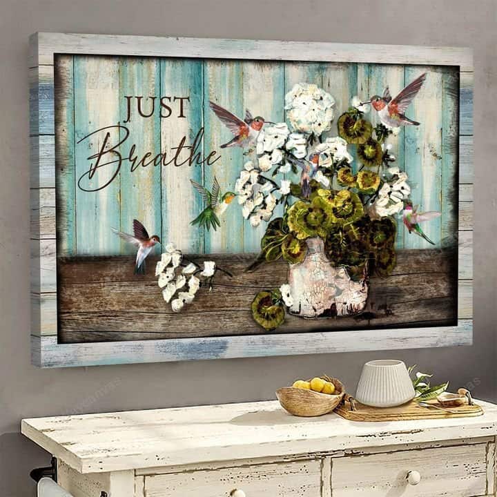 Hummingbird Flower Vase Jesus Just Breathe Canvas Wall Art Hummingbird Flower Vase Jesus Just Breathe Canvas Wall Art