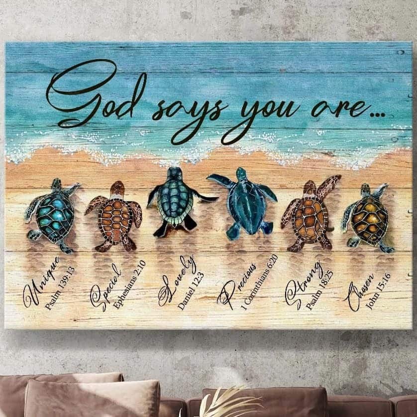 Sea Turtle Sand Beach God Says You Are Canvas Wall Art Sea Turtle Sand Beach God Says You Are Canvas Wall Art