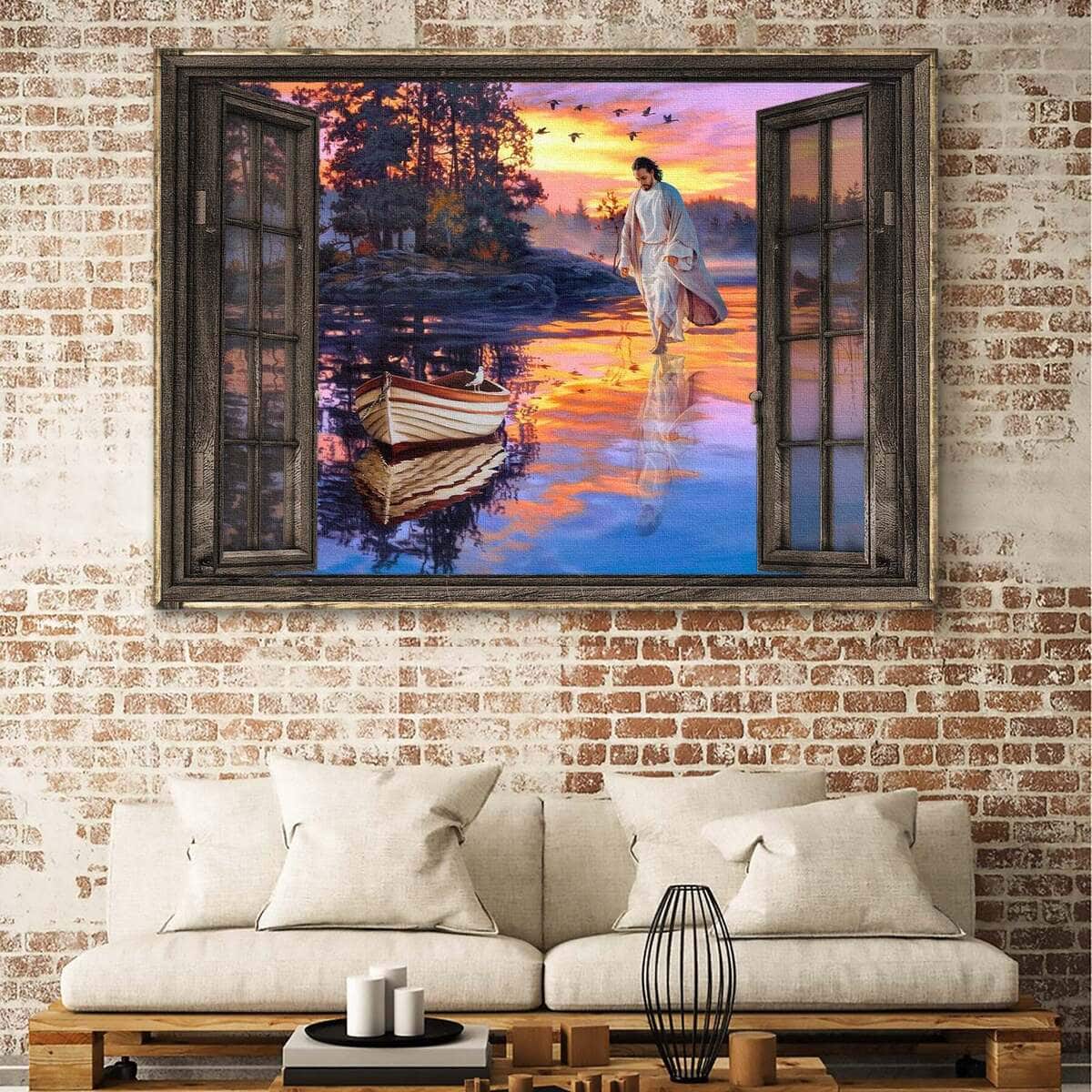 Jesus Walking On Water Canvas Wall Art Christian Gift