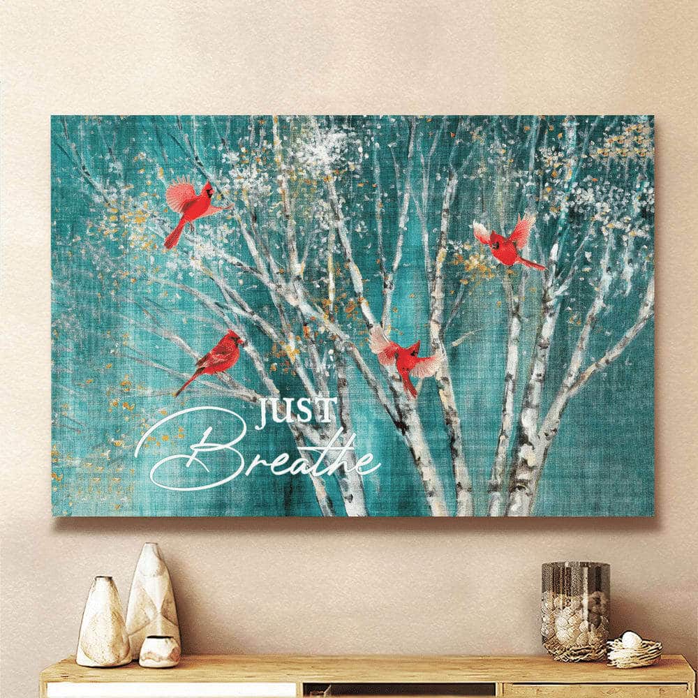 Blue Birch Cardinal Christian Jesus Just Breathe Canvas Wall Art Blue Birch Cardinal Christian Jesus Just Breathe Canvas Wall Art
