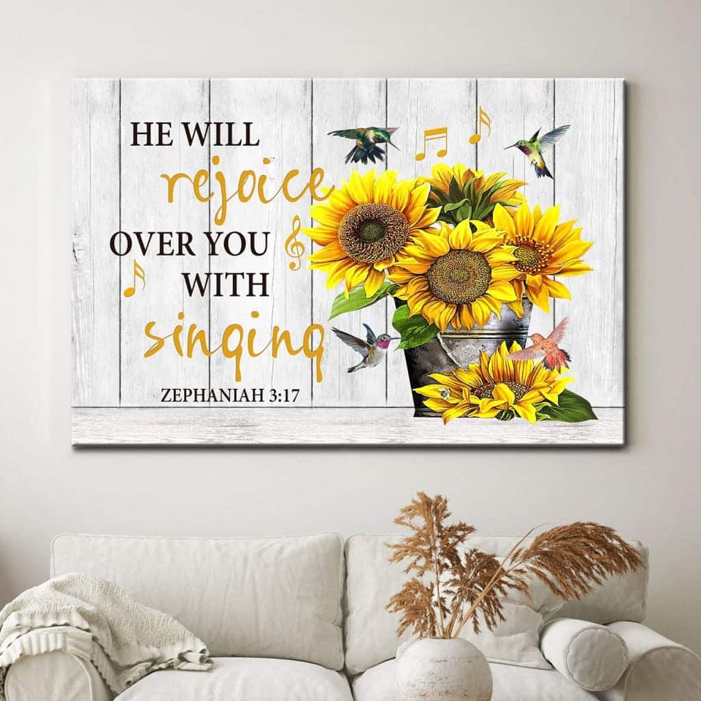 Christian Canvas Wall Art Zephaniah 3:17 He Will Rejoice Over You With Singing Christian Canvas Wall Art Zephaniah 3:17 He Will Rejoice Over You With Singing