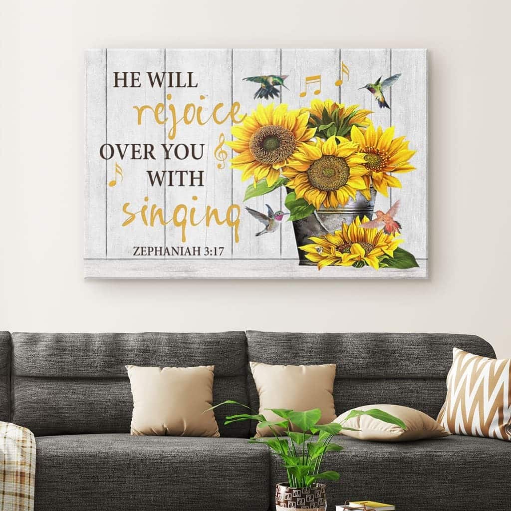 Christian Canvas Wall Art Zephaniah 3:17 He Will Rejoice Over You With Singing Christian Canvas Wall Art Zephaniah 3:17 He Will Rejoice Over You With Singing