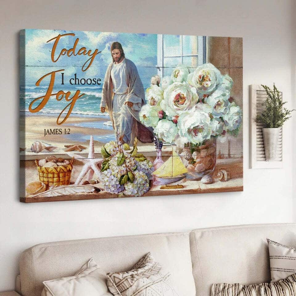 Christian Jesus James 1:2 Today I Choose Joy Canvas Wall Art