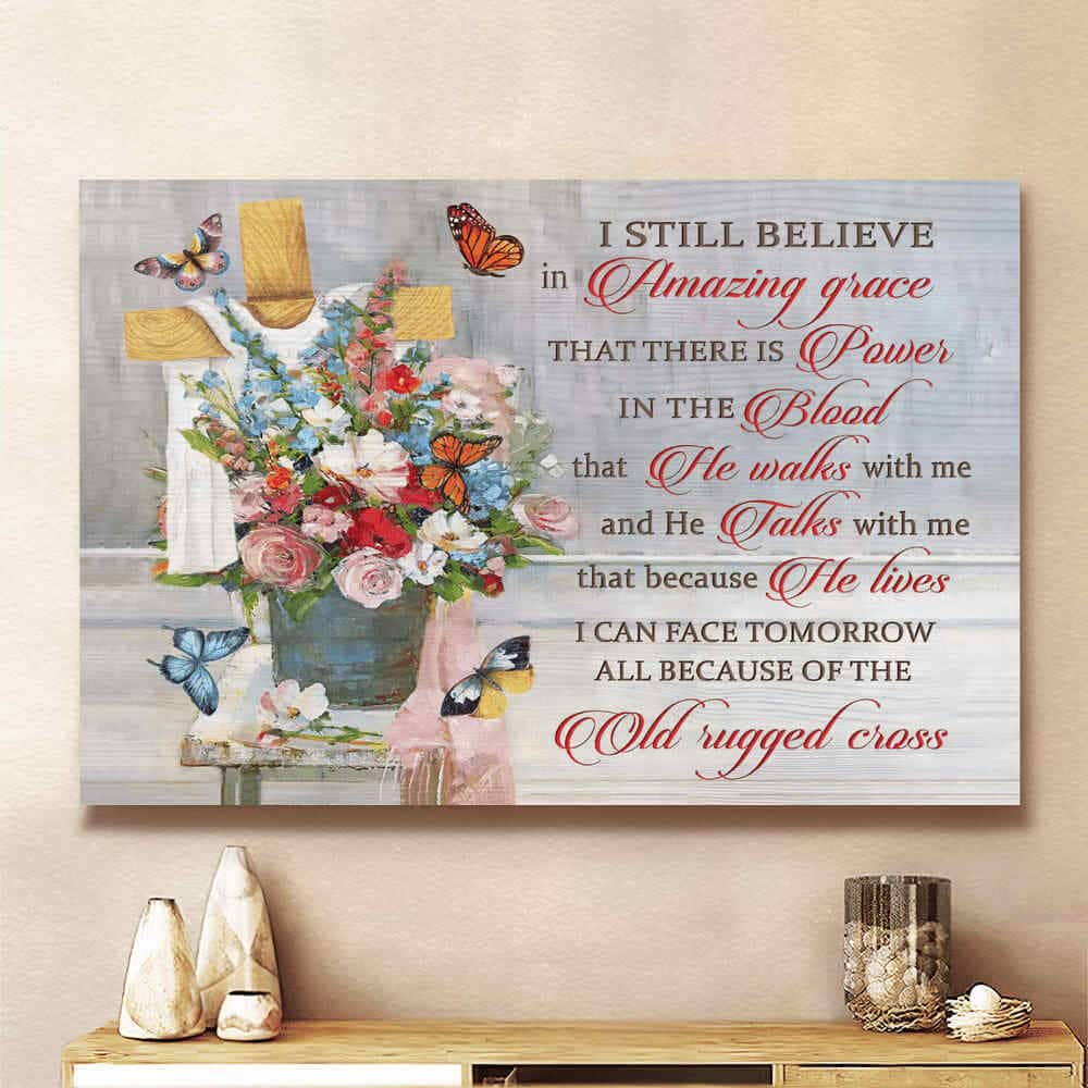 Christian Flowers Butterfly Jesus Old Rugged Cross Canvas Wall Art Christian Flowers Butterfly Jesus Old Rugged Cross Canvas Wall Art