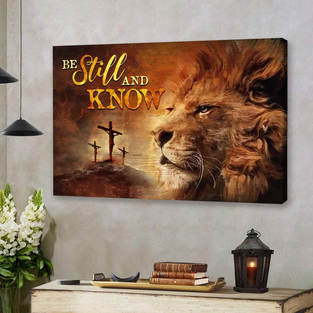 Christian Canvas Wall Art Lion Of Judah Be Still And Know