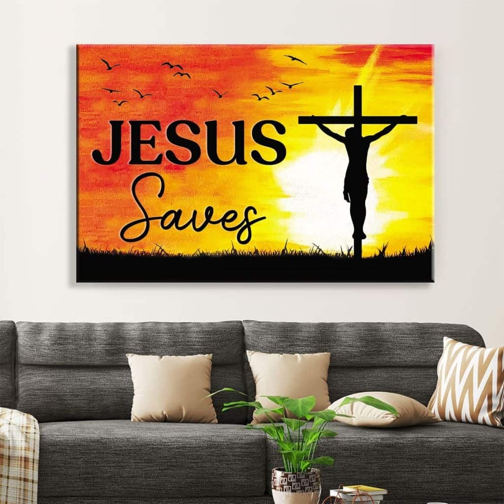 Christian Crucifixion Jesus Saves Canvas Wall Art Christian Crucifixion Jesus Saves Canvas Wall Art