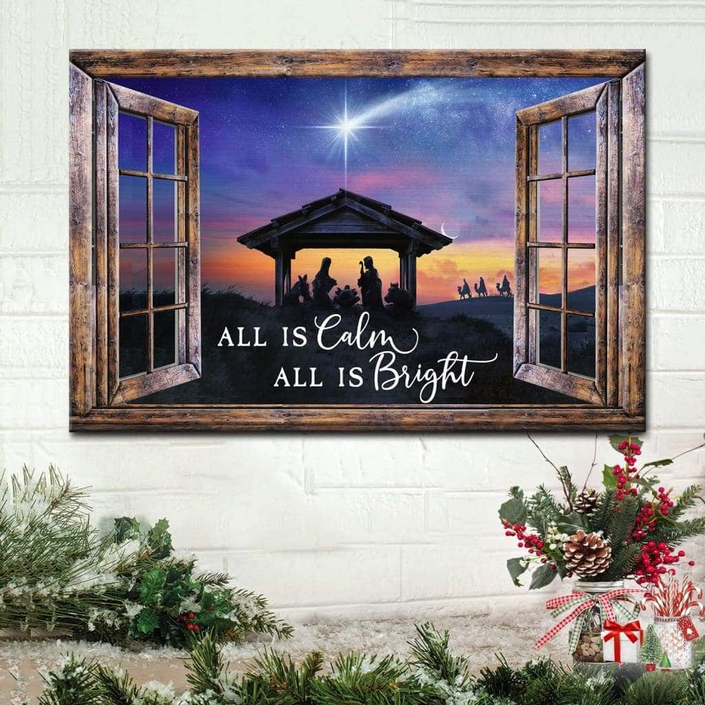 Christian Christmas All Is Calm All Is Bright Canvas Wall Art Christian Christmas All Is Calm All Is Bright Canvas Wall Art