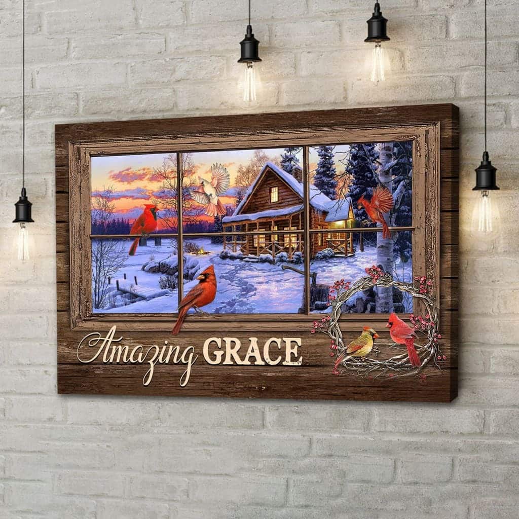 Christian Canvas Wall Art Amazing Grace Cardinal Birds Christian Canvas Wall Art Amazing Grace Cardinal Birds