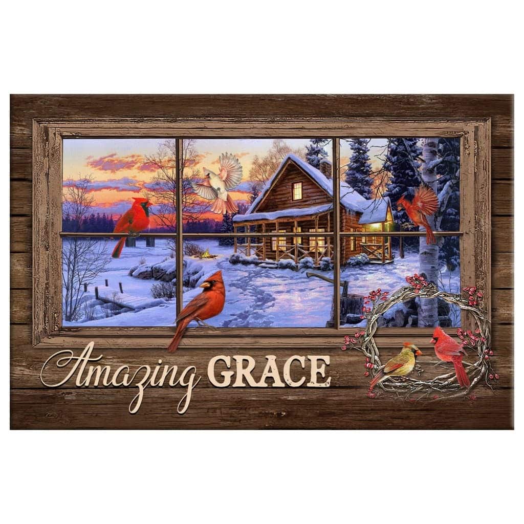Christian Canvas Wall Art Amazing Grace Cardinal Birds Christian Canvas Wall Art Amazing Grace Cardinal Birds