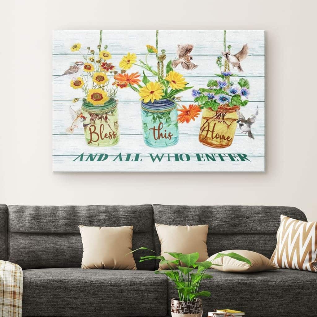 Bless This Home And All Who Enter Christian Canvas Wall Art Bless This Home And All Who Enter Christian Canvas Wall Art