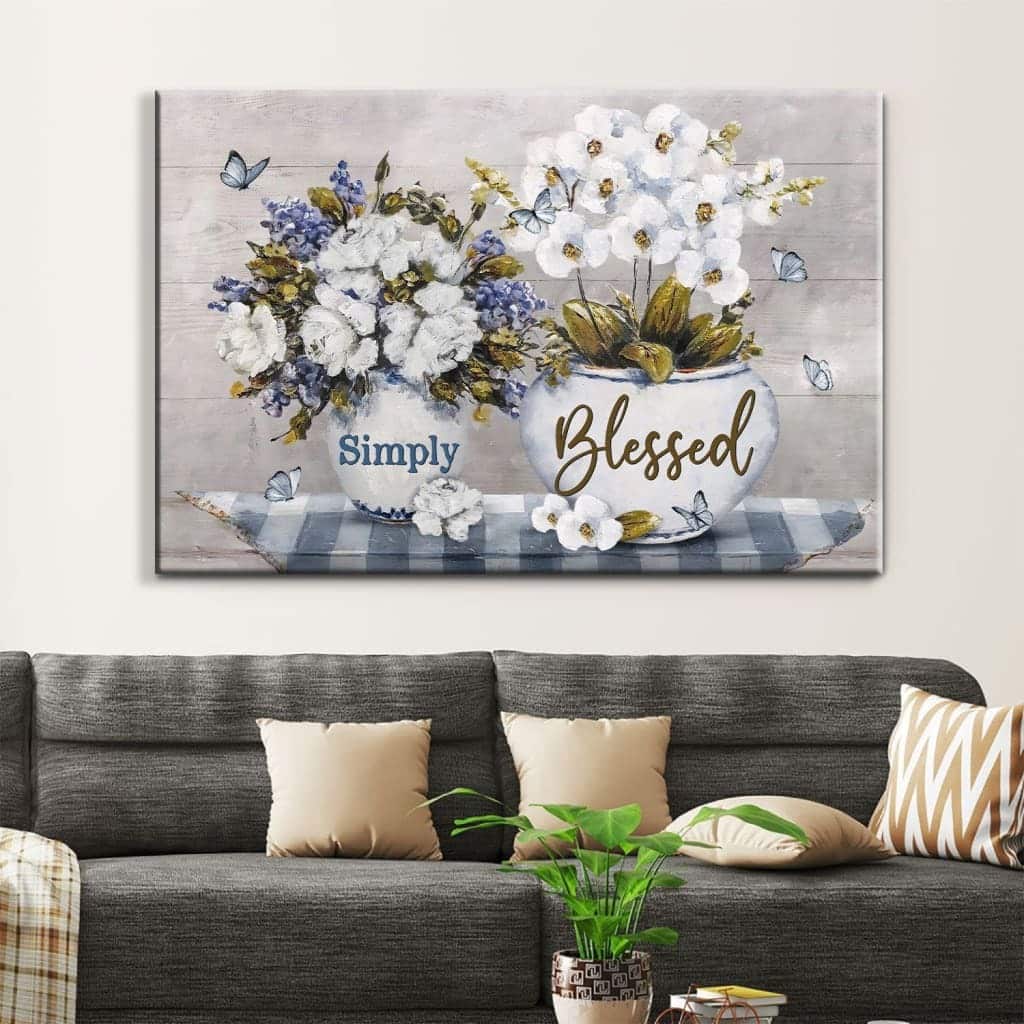 Christian Simply Blessed Canvas Wall Art Floral Christian Simply Blessed Canvas Wall Art Floral