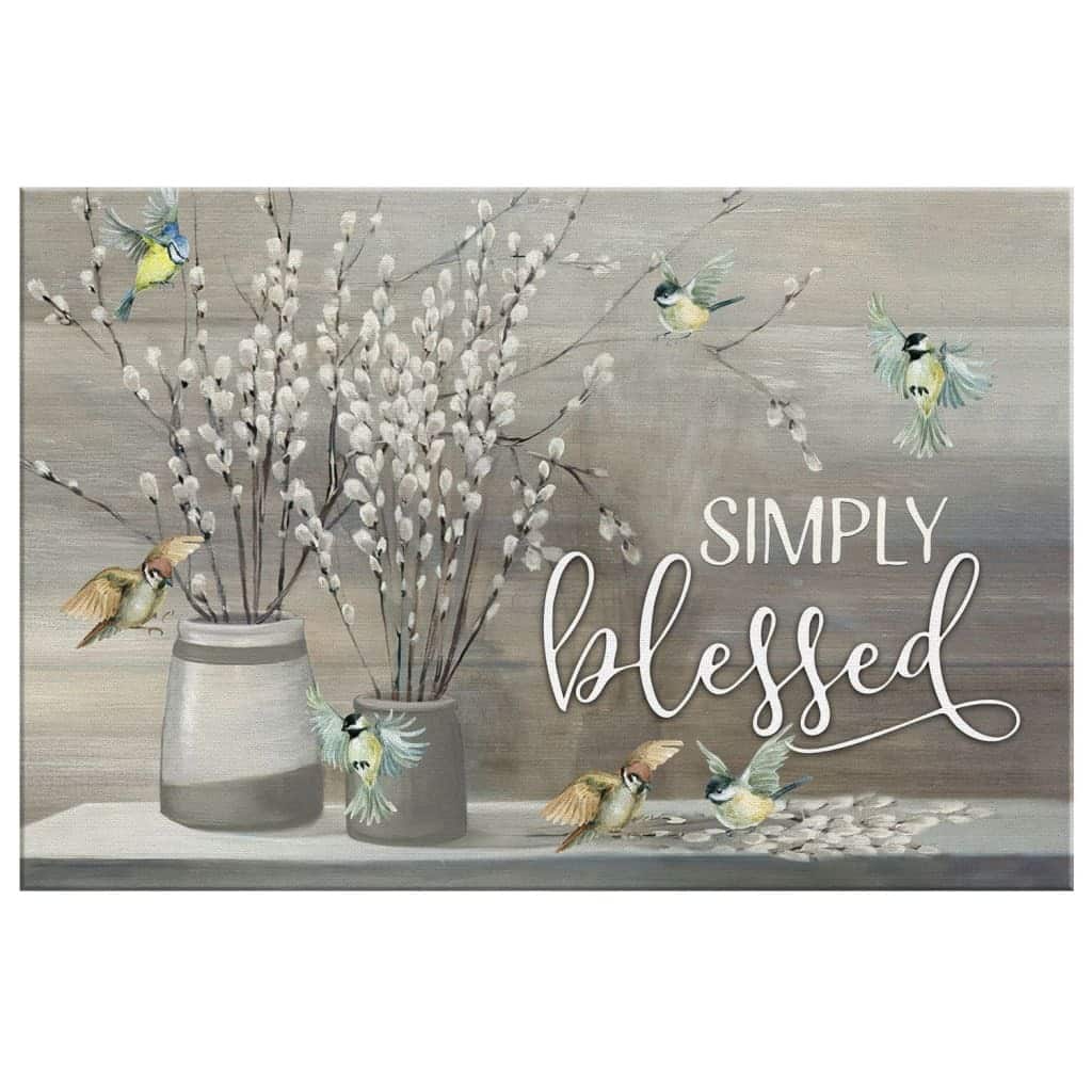 Christian Simply Blessed Canvas Wall Art Cotton Flower Christian Simply Blessed Canvas Wall Art Cotton Flower