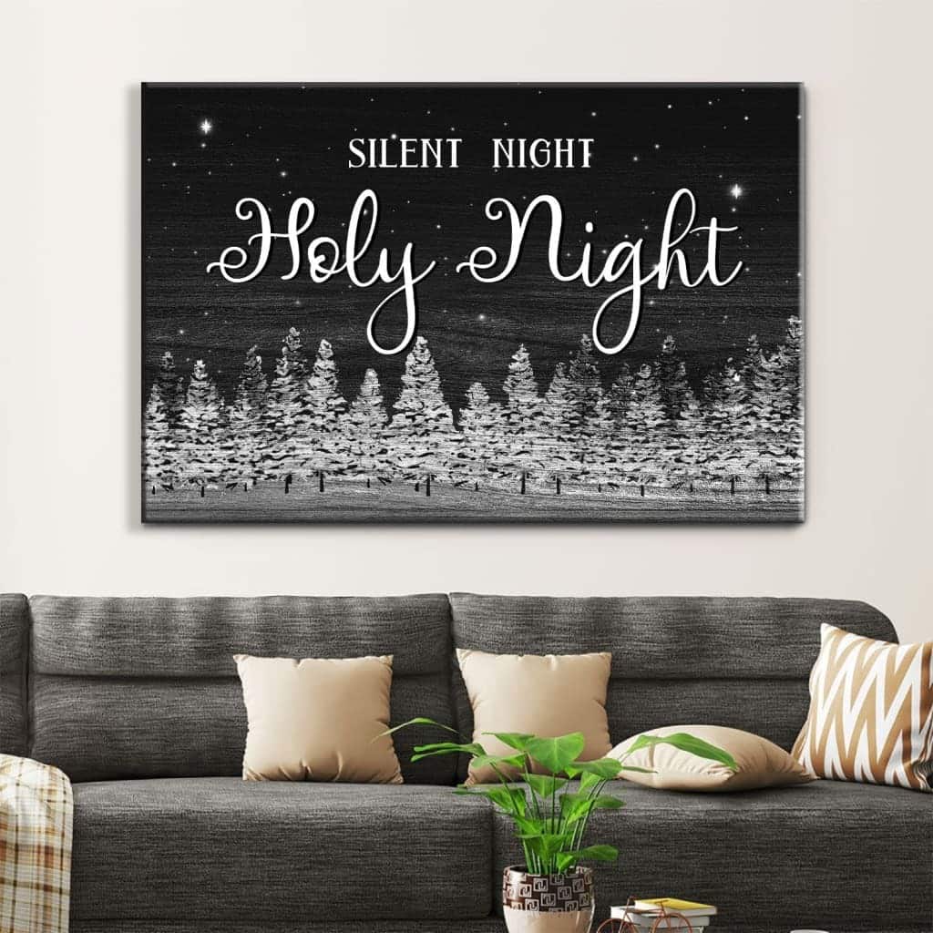 Christian Canvas Wall Art Silent Night Holy Night Christmas Tree Christian Canvas Wall Art Silent Night Holy Night Christmas Tree