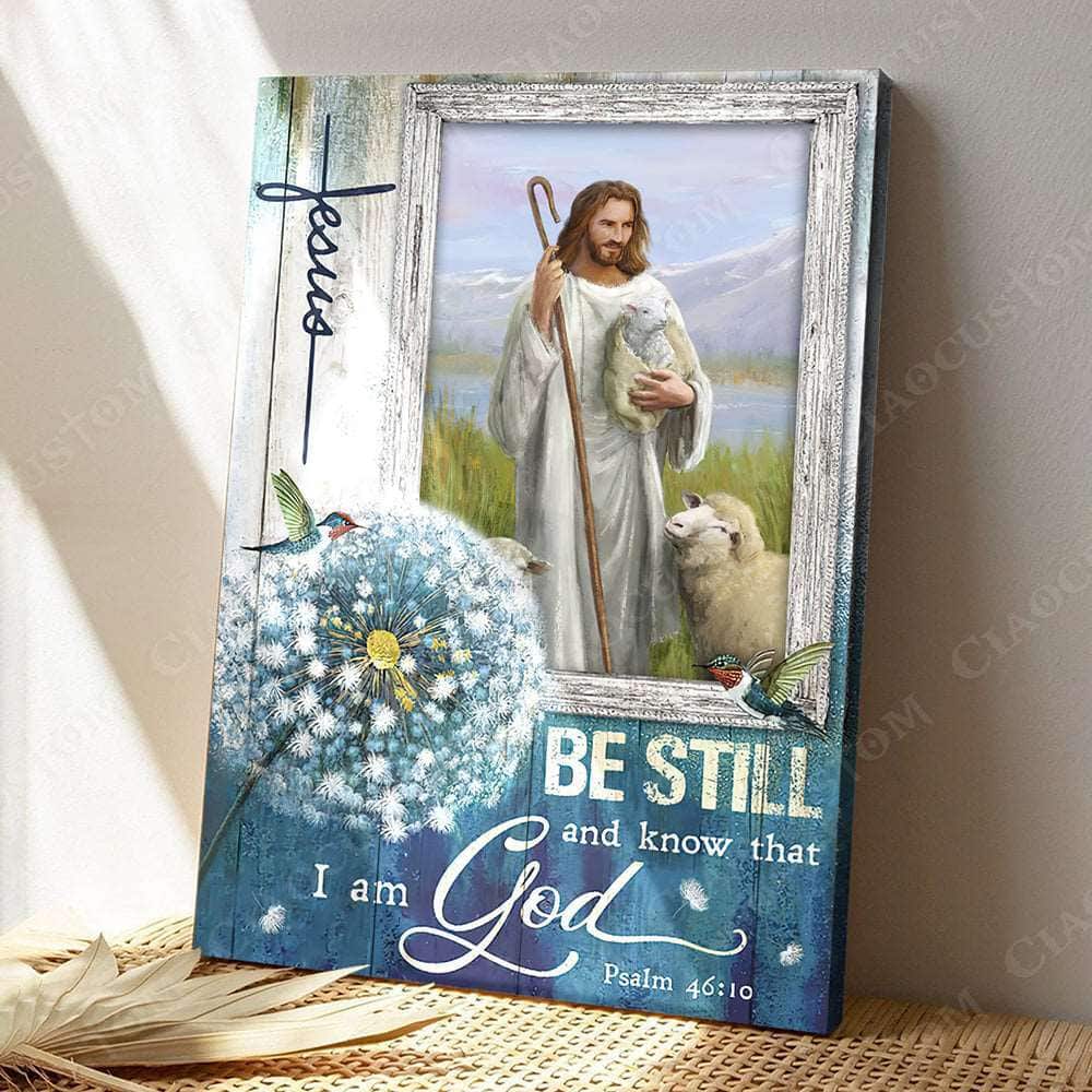 Christian Psalm 46:10 Be Still And Know That I Am God Dandelion Canvas Print