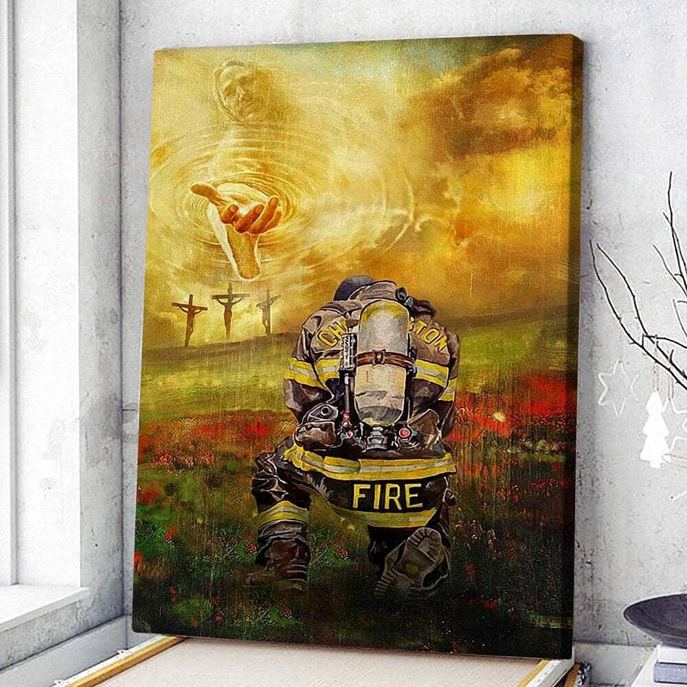 Christian Canvas Print Firefighter Jesus Take My Hand To The Beautiful World Christian Canvas Print Firefighter Jesus Take My Hand To The Beautiful World