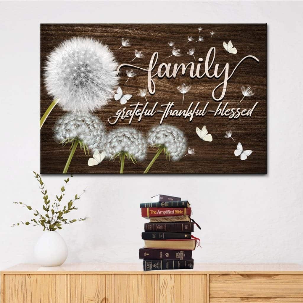 Christian Canvas Wall Art Family Grateful Thankful Blessed Christian Canvas Wall Art Family Grateful Thankful Blessed