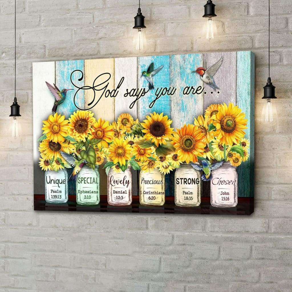 Christian God Says You Are Canvas Wall Art Hummingbird Sunflower Christian God Says You Are Canvas Wall Art Hummingbird Sunflower