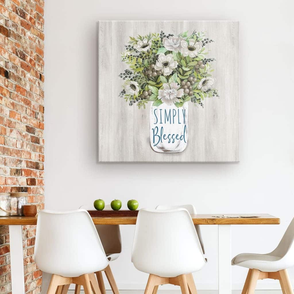 Christian Canvas Print Floral Simply Blessed Christian Canvas Print Floral Simply Blessed