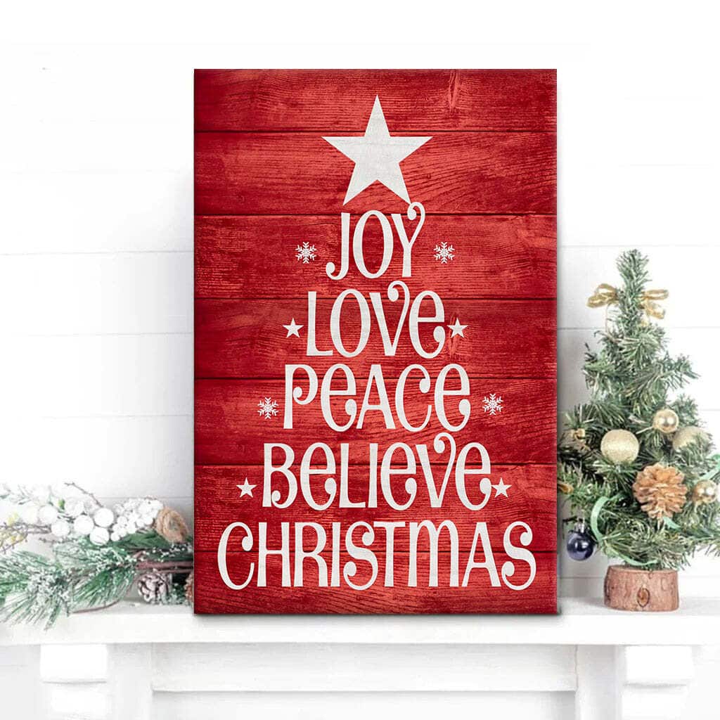 Christian Christmas Canvas Print Joy Love Peace Believe Christian Christmas Canvas Print Joy Love Peace Believe