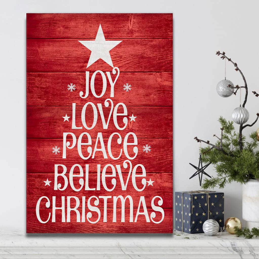 Christian Christmas Canvas Print Joy Love Peace Believe Christian Christmas Canvas Print Joy Love Peace Believe