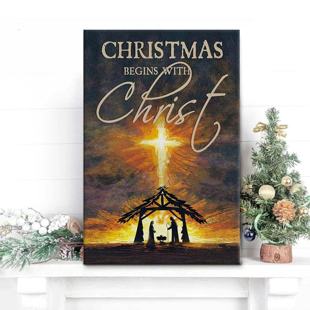 Cross Christmas Begins With Christ Christian Canvas Print Cross Christmas Begins With Christ Christian Canvas Print